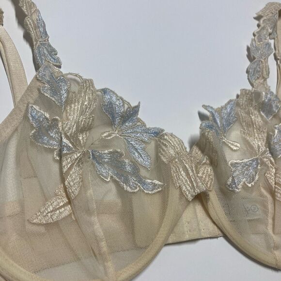 La Perla Floral Applique Embroidered Strap Underwire Demi Bra Sheer Unlined 34B - Picture 8 of 14
